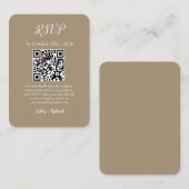 Brawn Small Vertical Wedding RSVP QR Code Begleitkarte (Vorne/Hinten)