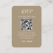 Brawn Small Vertical Wedding RSVP QR Code Begleitkarte (Vorderseite)