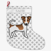 Brawn Smooth Coat Jack Russell Terrier Dog & Name Großer Weihnachtsstrumpf (Vorderseite)