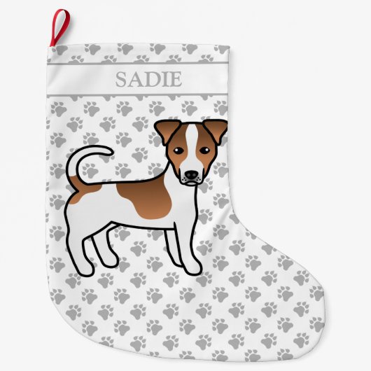 Brawn Smooth Coat Jack Russell Terrier Dog & Name Großer Weihnachtsstrumpf (Vorderseite)