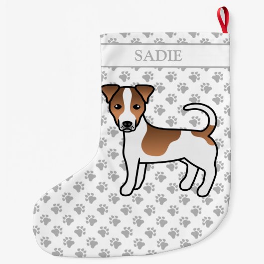 Brawn Smooth Coat Jack Russell Terrier Dog & Name Großer Weihnachtsstrumpf (Rückseite)