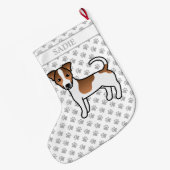 Brawn Smooth Coat Jack Russell Terrier Dog & Name Großer Weihnachtsstrumpf (Rückseite (Hängend))