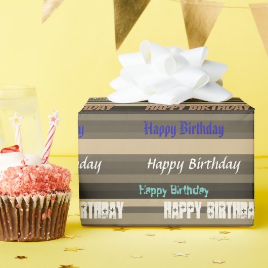 Brawn Stripe Birthday Geschenkpapier (Geburtstagsparty)