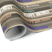 Brawn Stripe Birthday Geschenkpapier (Rolleneckpunkt)