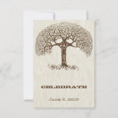 Brawn Swirl Tree Ivory Woodgrain Wedding RSVP Einladung (Rückseite)