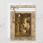 Brawn Swirl Vintager Kronleuchter Damask your Foto Einladung (Vorderseite)