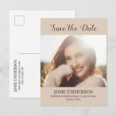 Brawn Tan Abschluss Rett Date Foto Ankündigungspostkarte (Vorne/Hinten)