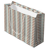 Brawn Tan Blue Streifen Große Geschenktüte (Vorderseite Schrägansicht)
