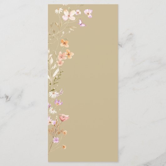 Brawn Tan Blume Wedding Event Menu Table Decke Menükarte (Rückseite)