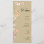 Brawn Tan Blume Wedding Event Menu Table Decke Menükarte (Vorderseite)