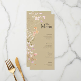 Brawn Tan Blume Wedding Event Menu Table Decke Menükarte