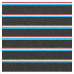 Brawn, Tan, Deep Sky Blue & Black Pattern Stoff