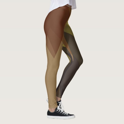 Brawn Tan Modernes geometrisches Muster Leggings (Rechts)