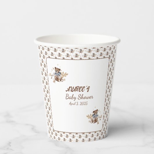 Brawn Teddy Bär Das ist ein Junge! Dusche Napkins Pappbecher (Rückseite)