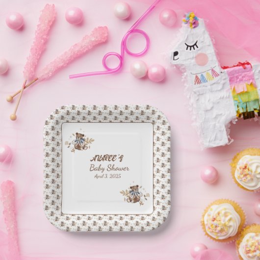 Brawn Teddy Bär Das ist ein Junge! Dusche Napkins Pappteller (Party)