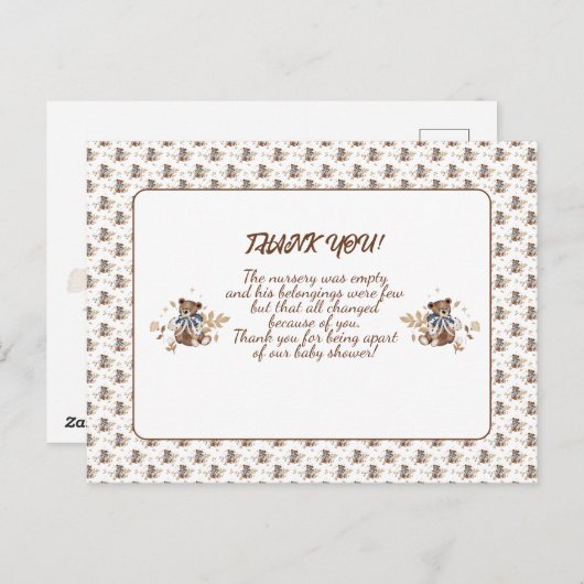 Brawn Teddy Bär Das ist ein Junge! Vielen Dank, Po Postkarte (Vorne/Hinten)