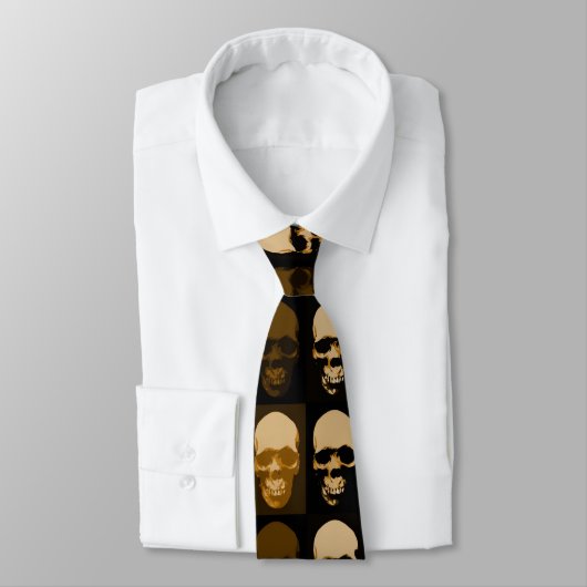 Brawn Tones Skulls Pop Art Neck Tie Krawatte (Gebunden)