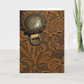 Brawn Tooling Leather Horse Saddle Karte (Vorderseite)