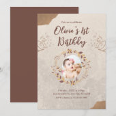 Brawn Torn Paper 1. Geburtstag Einladung (Vorne/Hinten)