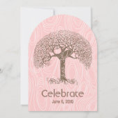 Brawn Tree Love Bird Pink Woodgrain Hochzeit Einladung (Rückseite)