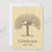 Brawn Tree Love Bird Tan Yellow Woodgrain Hochzeit Einladung (Rückseite)