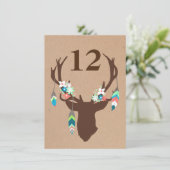 Brawn Tribal Deer Head Empfang Tischnummer (Stehend Vorderseite)