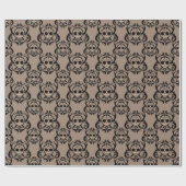 Brawn Tribal Skull Damask Geschenkpapier (Flach)