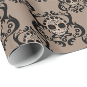 Brawn Tribal Skull Damask Geschenkpapier (Rolleneckpunkt)