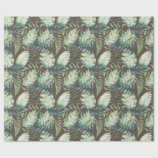 Brawn Tropical Green Blätter Geschenkpapier (Flach)