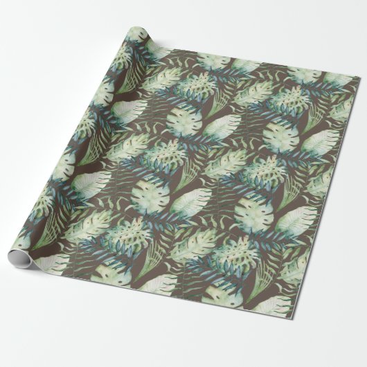 Brawn Tropical Green Blätter Geschenkpapier (Ungerollt)
