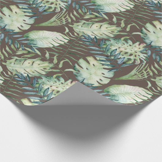 Brawn Tropical Green Blätter Geschenkpapier (Ecke)