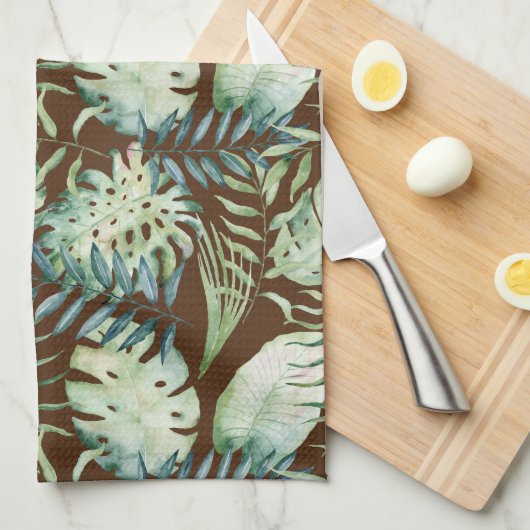 Brawn Tropical Green Blätter Geschirrtuch (Viertel Falte)