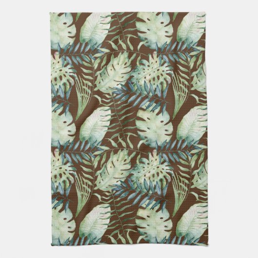 Brawn Tropical Green Blätter Geschirrtuch (Vertikal)