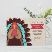 Brawn Turkey Erntedank Einladung (Stehend Vorderseite)