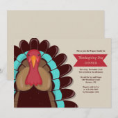 Brawn Turkey Erntedank Einladung (Vorne/Hinten)