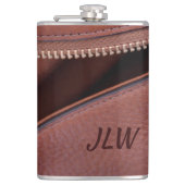 Brawn Unzipped Imitats Leather Initials fotografis Flachmann (Vorderseite)