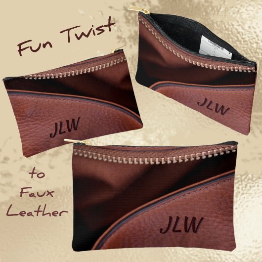 Brawn Unzipped Leather with Initials Stylish Zubehörtasche