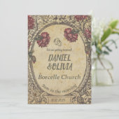 Brawn Vintag Classic Wedding Einladung (Stehend Vorderseite)