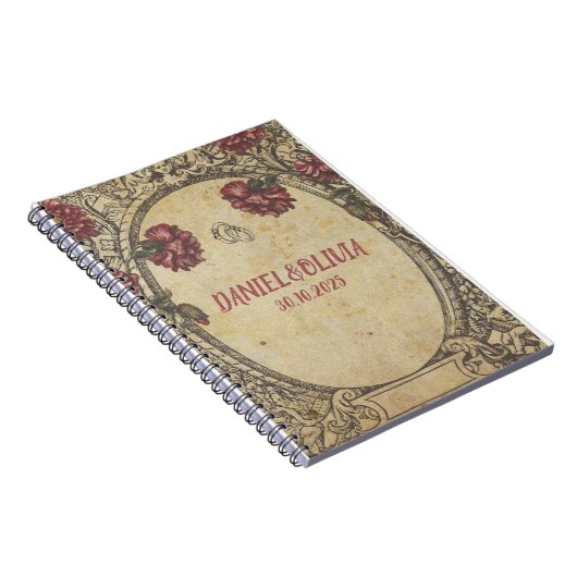 Brawn Vintag Classic Wedding Notizblock (Rechte Seite)