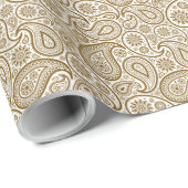 Brawn Vintag Paisley Custom White Background Geschenkpapier (Rolleneckpunkt)