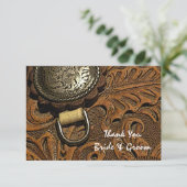 Brawn Western Saddle Country Wedding Vielen Dank Dankeskarte (Stehend Vorderseite)