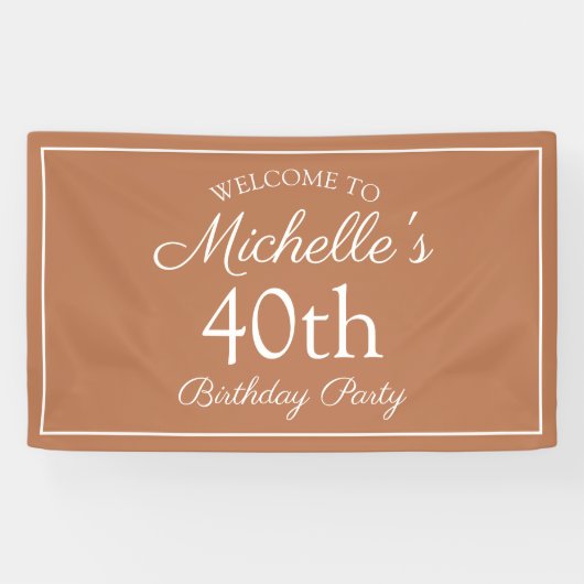 Brawn White 40. Geburtstags-Party Banner (Horizontal)