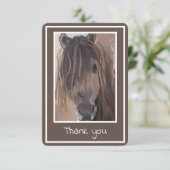 Brawn White Gerahmt Horse Malerei Danke Karte (Stehend Vorderseite)