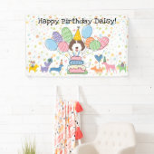 Brawn White Labradoodle Hund Geburtstagsparty Banner (Insitu)