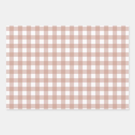 Brawn White Matching Patterns Gingham Dots Stripe Geschenkpapier Set (Vorderseite)