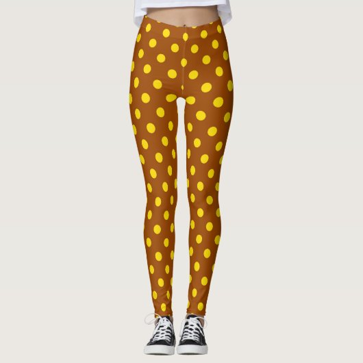 Brawn Yellow Polka Dots Design Leggings (Vorderseite)