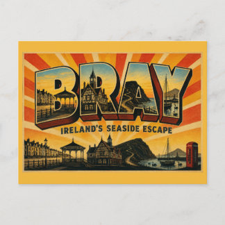 Bray Irland Seebad Flucht Vintage Art Postkarte