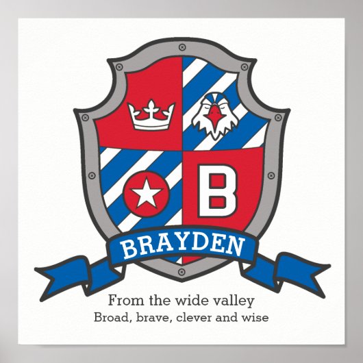 Brayden-Jungs-Name bedeutet heraldry Schild Poster (Vorne)