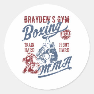 Braydens Gym Boxing Mixed Martial Arts Retro Desig Runder Aufkleber