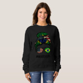 Brazil American Flag   USA Brazilian Messy Bun Sweatshirt (Vorne ganz)